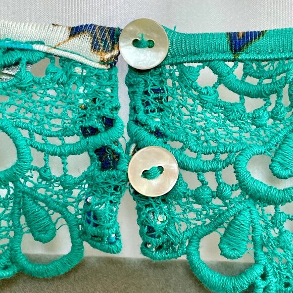 NWT Daniel Rainn Open Back Crochet Sleeveless Top Size 1X Floral Teal STITCH FIX - Picture 7 of 14